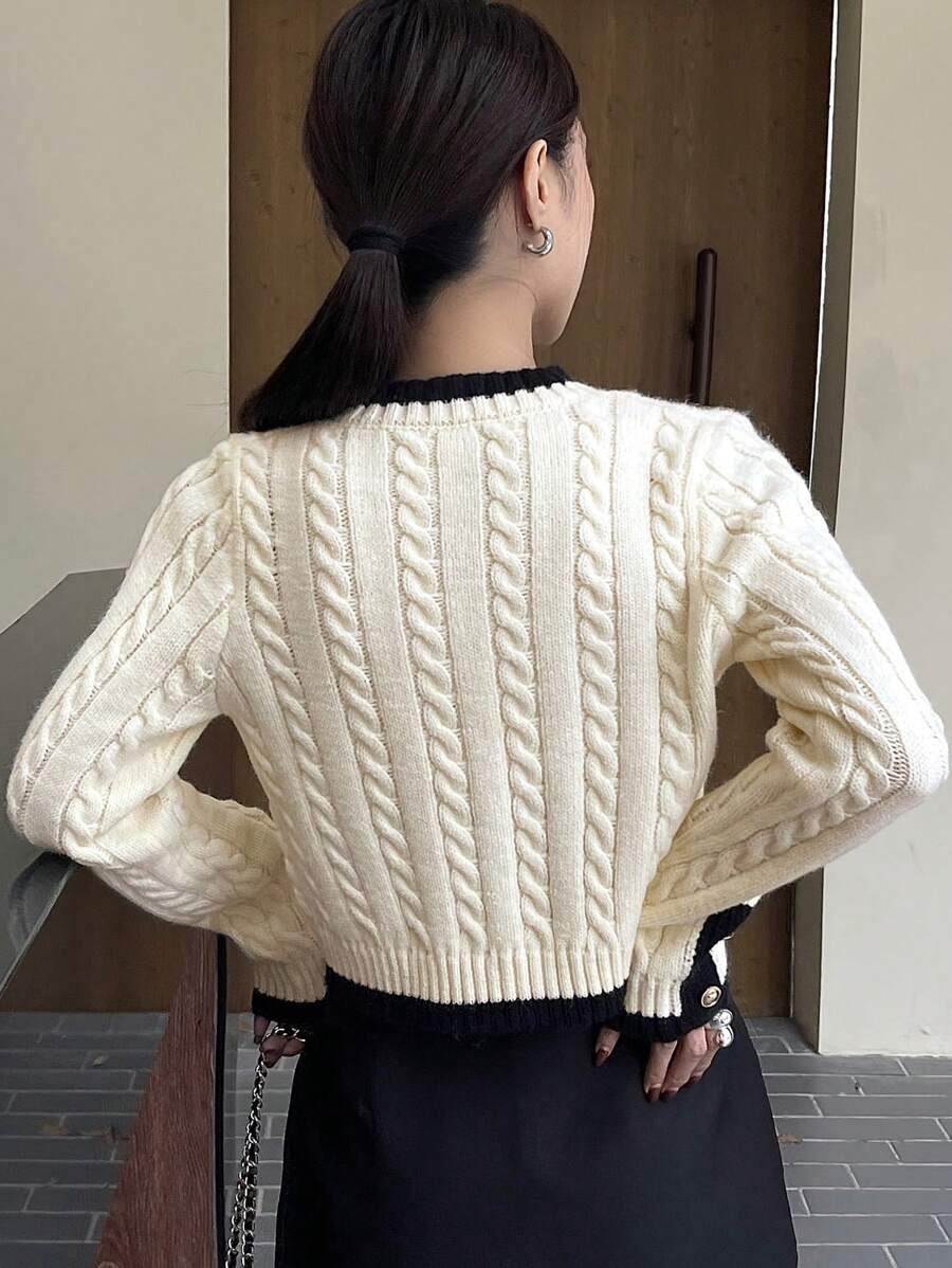 Pull tricoté élégant avec bordure contrastée - Floorah