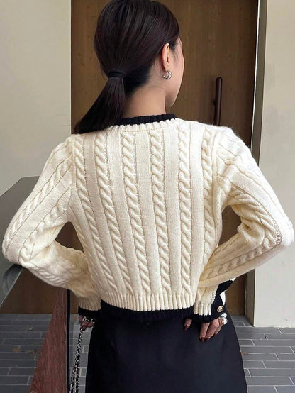 Pull tricoté élégant avec bordure contrastée - Floorah