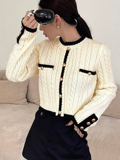 Pull tricoté élégant avec bordure contrastée - Floorah