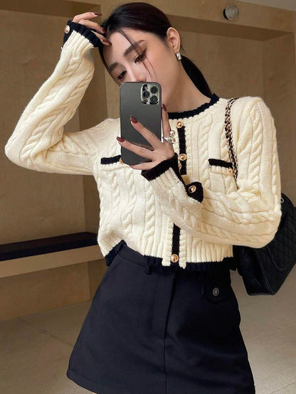 Pull tricoté élégant avec bordure contrastée - Floorah