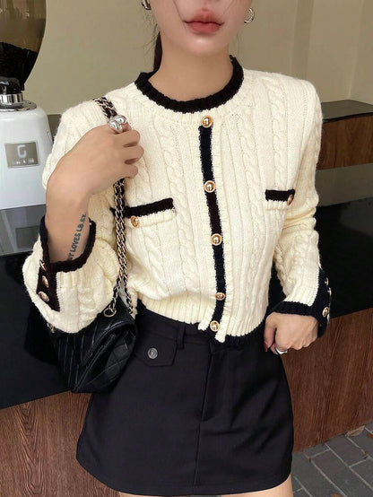 Pull tricoté élégant avec bordure contrastée - Floorah