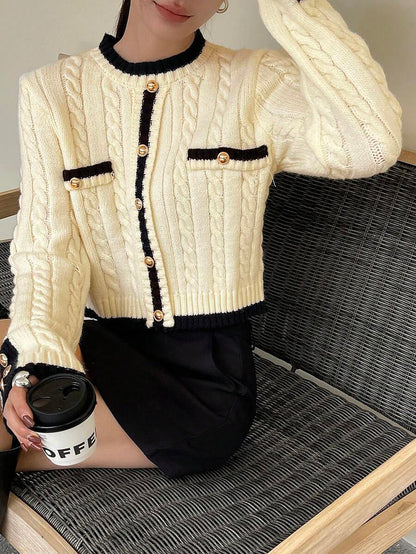 Pull tricoté élégant avec bordure contrastée - Floorah