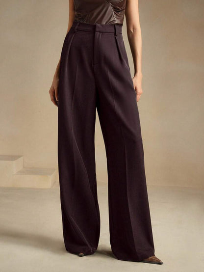 Pantalon droit à taille haute plissé - Floorah