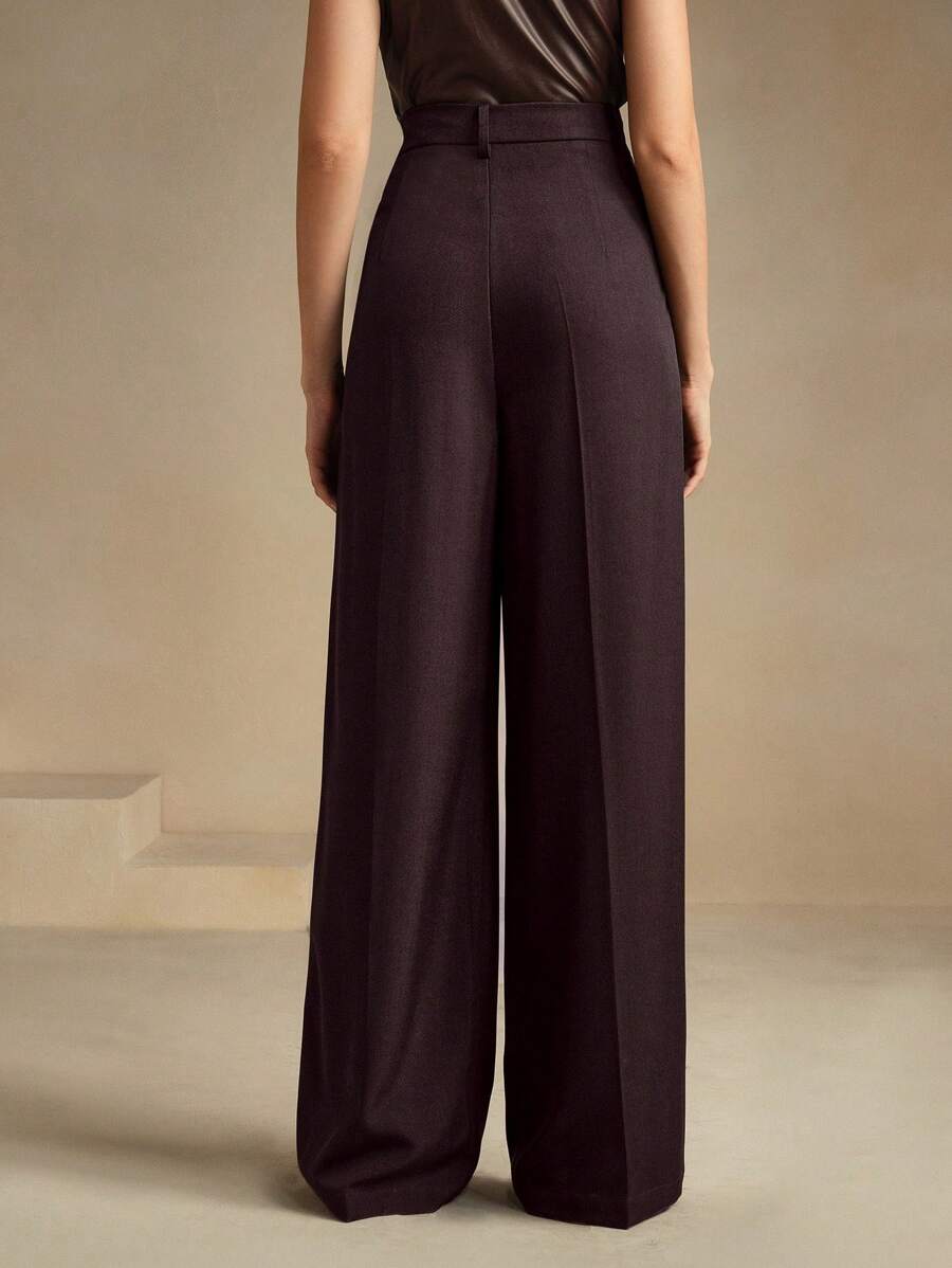 Pantalon droit à taille haute plissé - Floorah