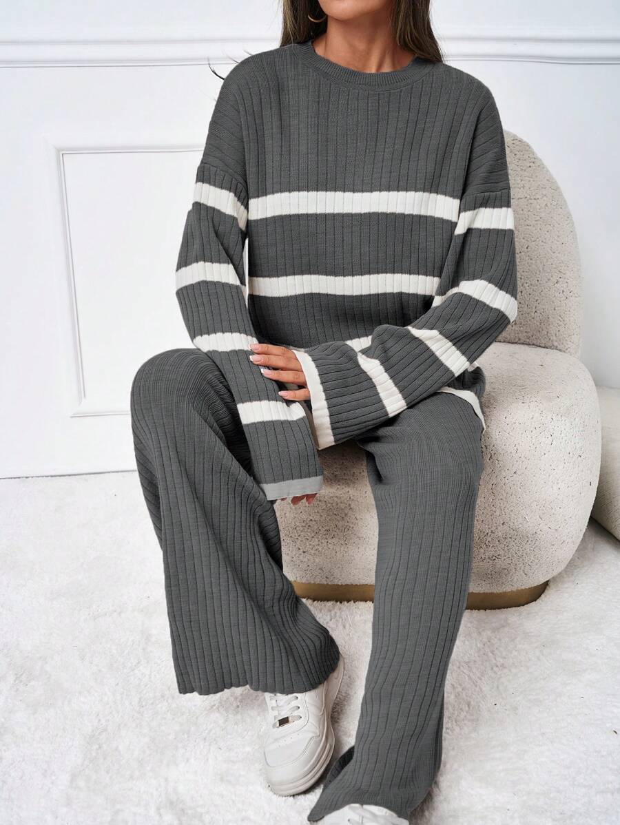 Ensemble tricoté décontracté - Pull et pantalon - Floorah