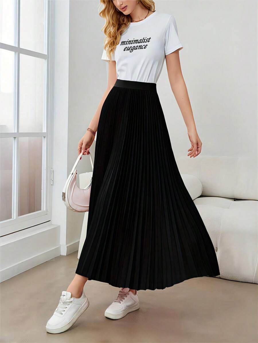 Jupe plissée simple, élégante et polyvalente - Floorah