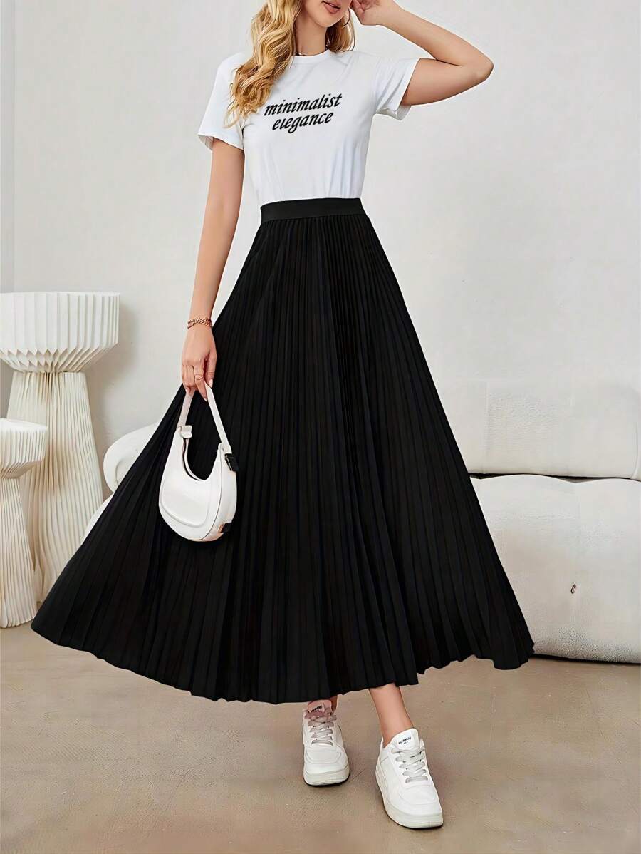 Jupe plissée simple, élégante et polyvalente - Floorah