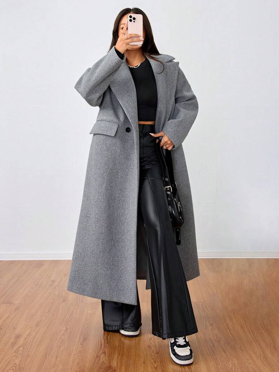 MOOSTA Manteau long décontracté à revers - Floorah