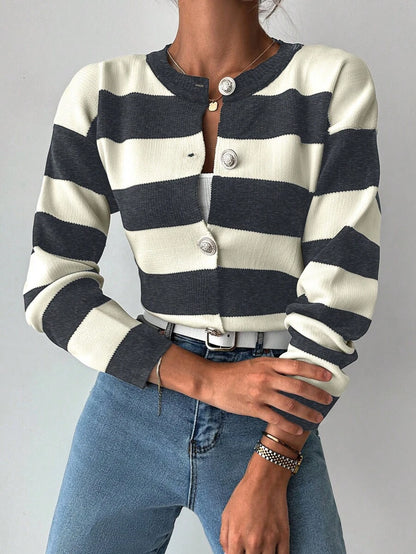 EURMUSE Cardigan tricoté casual à manches longues rayé - Floorah