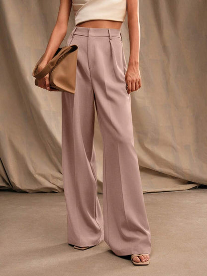 Pantalon droit à taille haute plissé - Floorah