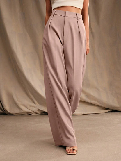 Pantalon droit à taille haute plissé - Floorah