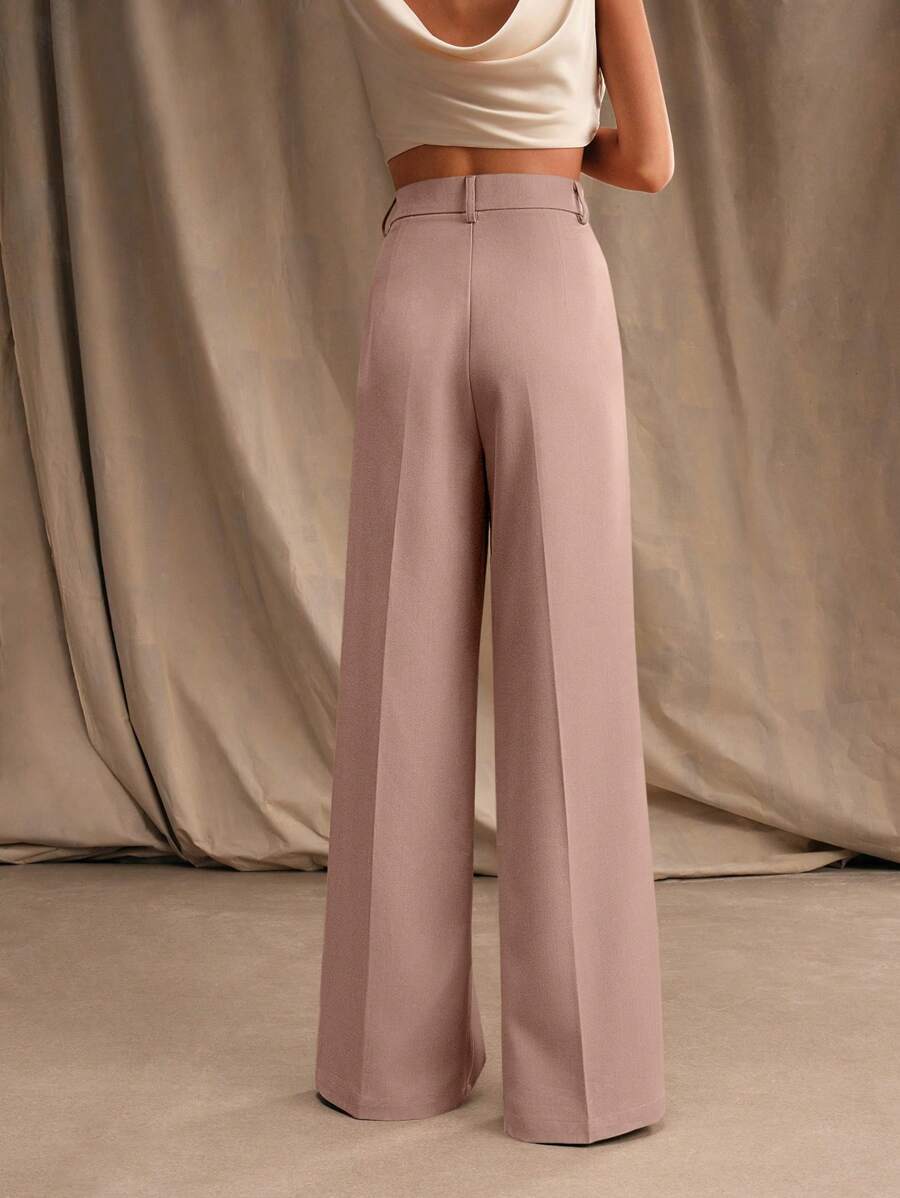 Pantalon droit à taille haute plissé - Floorah