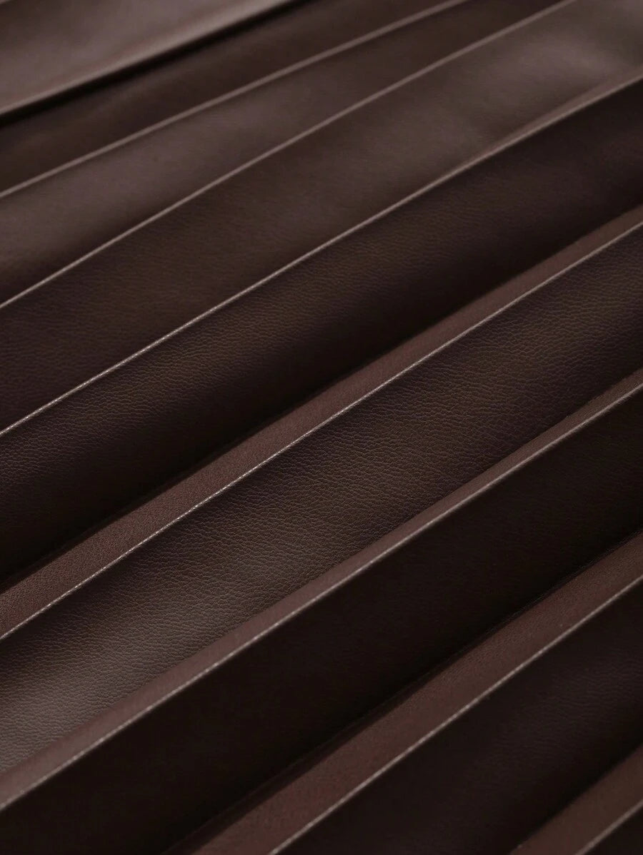Jupe plissée en cuir PU de couleur unie - Floorah