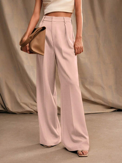 Pantalon droit à taille haute plissé - Floorah