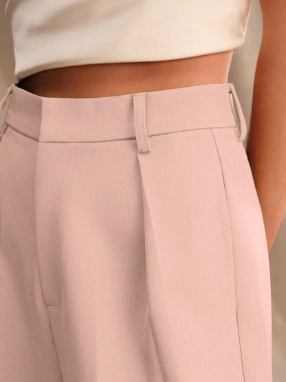 Pantalon droit à taille haute plissé - Floorah