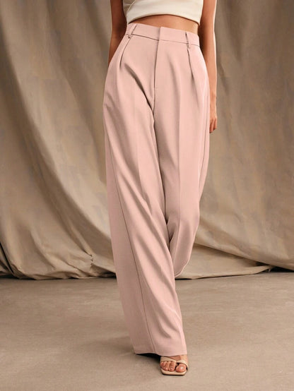 Pantalon droit à taille haute plissé - Floorah