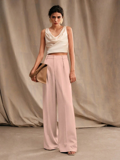 Pantalon droit à taille haute plissé - Floorah