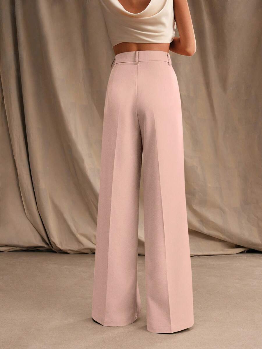 Pantalon droit à taille haute plissé - Floorah