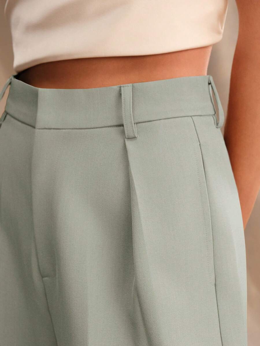 Pantalon droit à taille haute plissé - Floorah