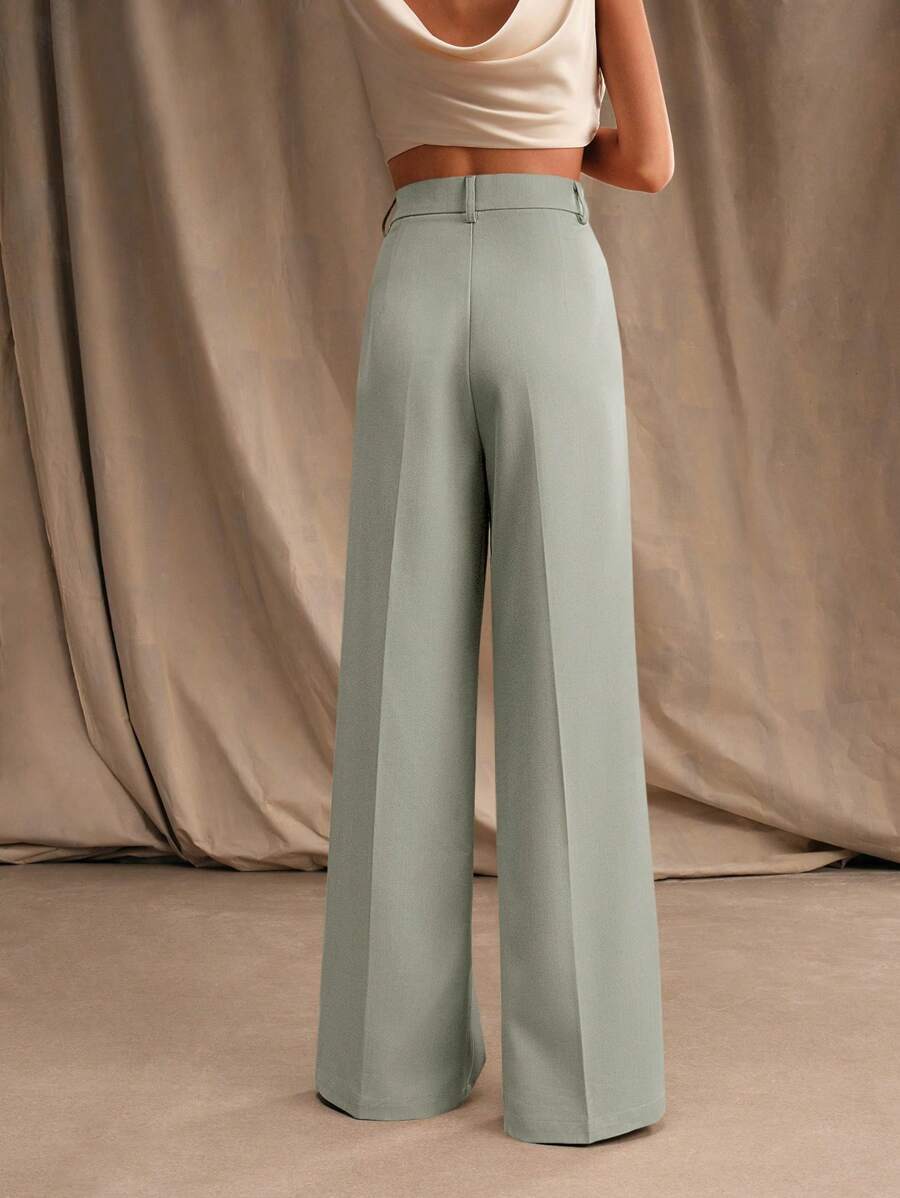 Pantalon droit à taille haute plissé - Floorah