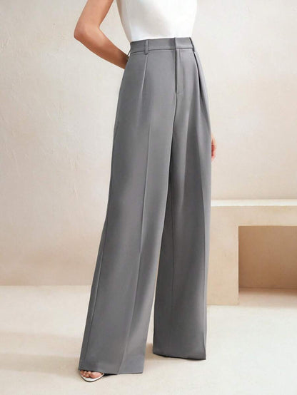 Pantalon droit à taille haute plissé - Floorah