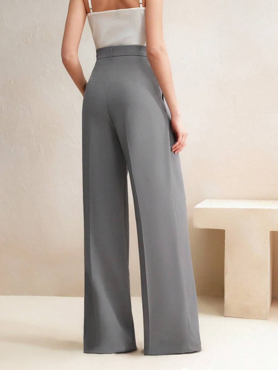 Pantalon droit à taille haute plissé - Floorah