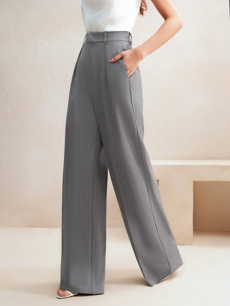 Pantalon droit à taille haute plissé - Floorah