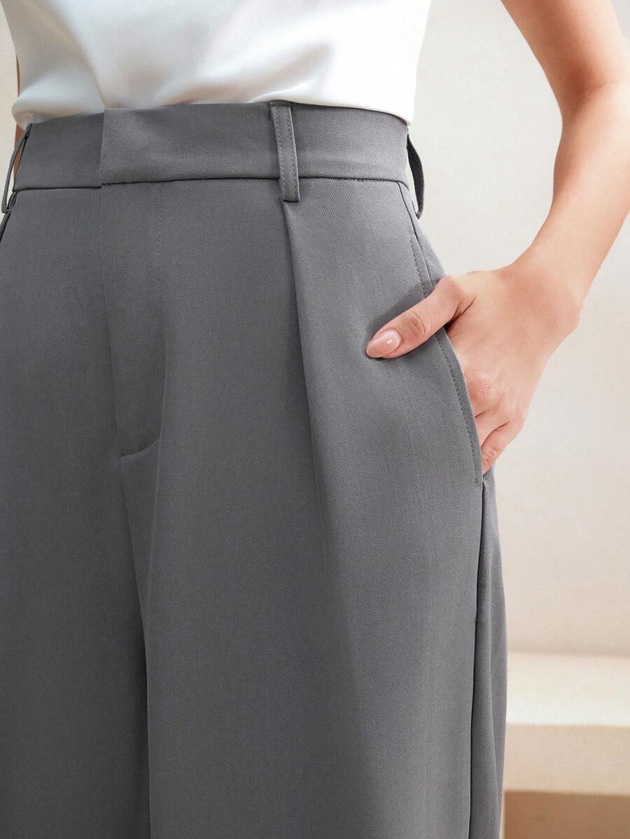 Pantalon droit à taille haute plissé - Floorah