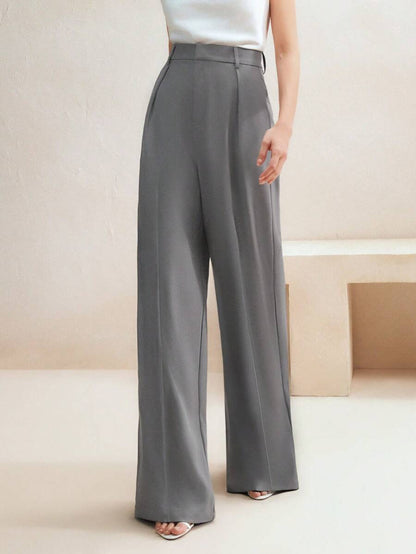 Pantalon droit à taille haute plissé - Floorah