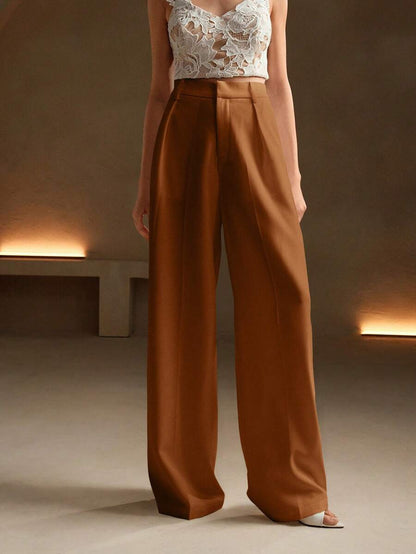 Pantalon droit à taille haute plissé - Floorah