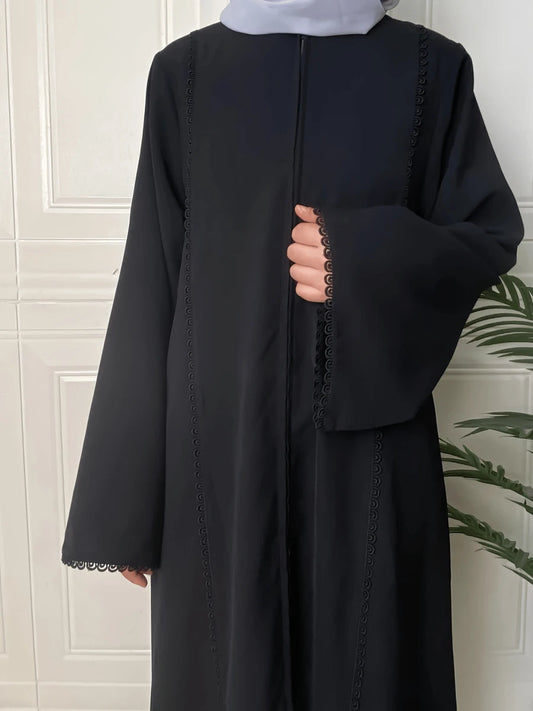 Abaya lisse élégante à zip de style turc - Floorah
