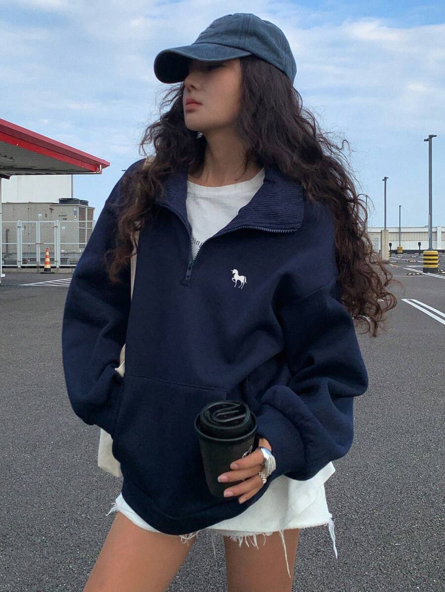 Sweat-shirt à capuche ample doublé thermique - Floorah