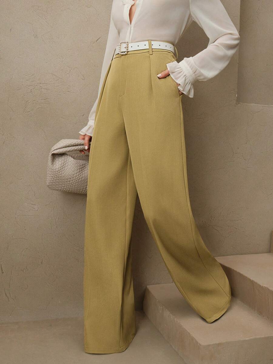 Pantalon droit à taille haute plissé - Floorah