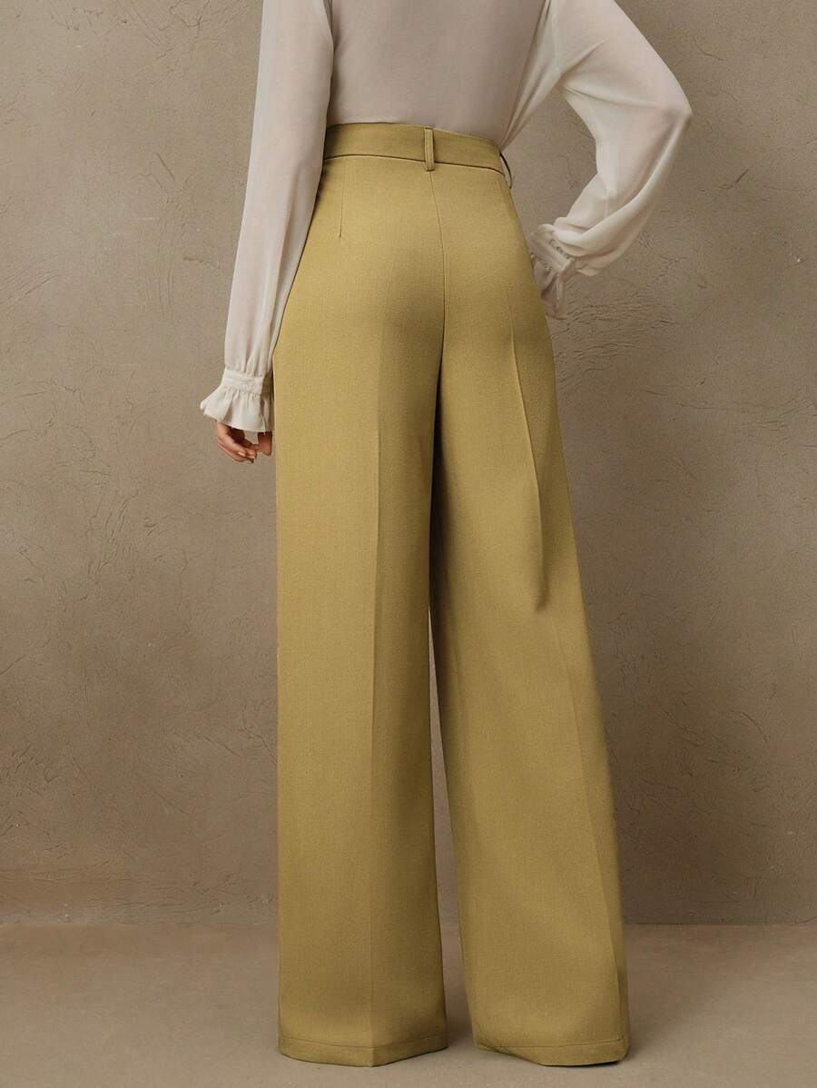 Pantalon droit à taille haute plissé - Floorah