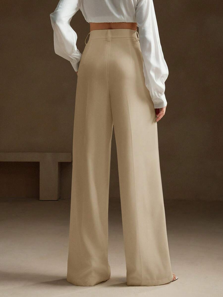 Pantalon droit à taille haute plissé - Floorah