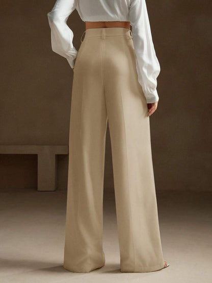 Pantalon droit à taille haute plissé - Floorah