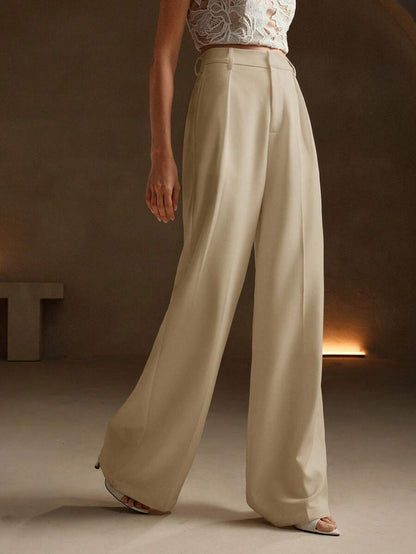 Pantalon droit à taille haute plissé - Floorah