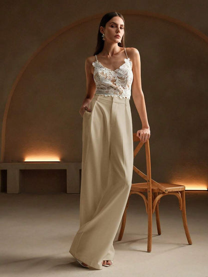 Pantalon droit à taille haute plissé - Floorah