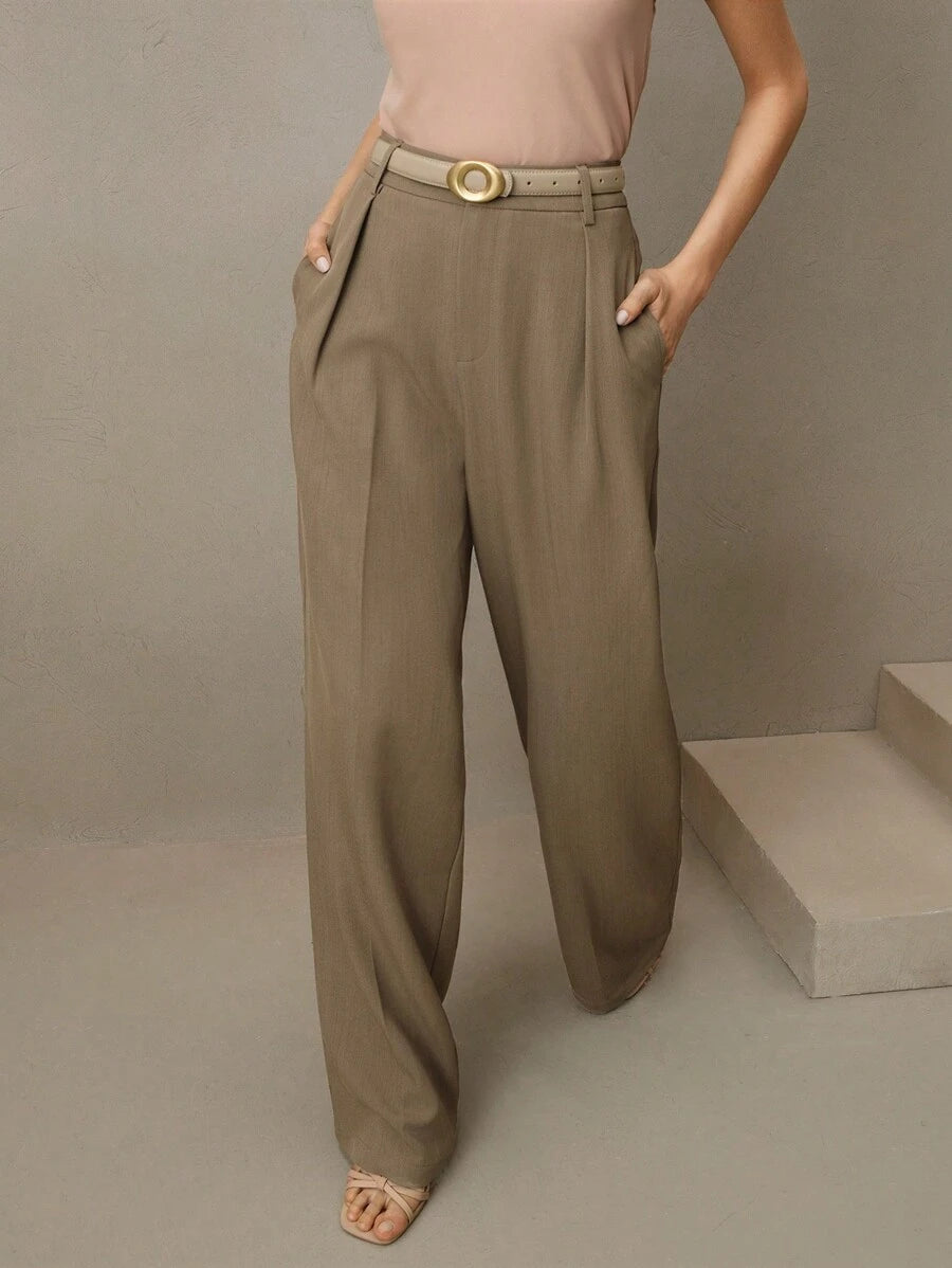 Pantalon droit à taille haute plissé - Floorah