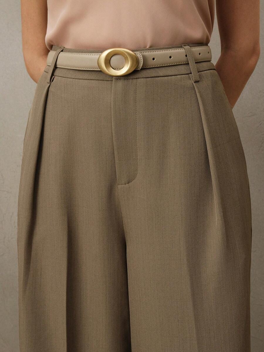 Pantalon droit à taille haute plissé - Floorah