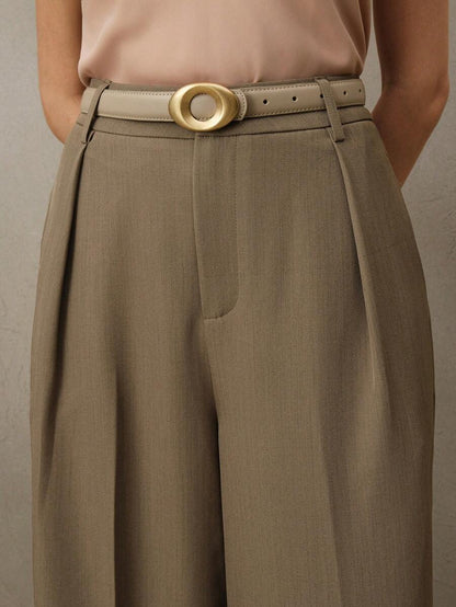 Pantalon droit à taille haute plissé - Floorah