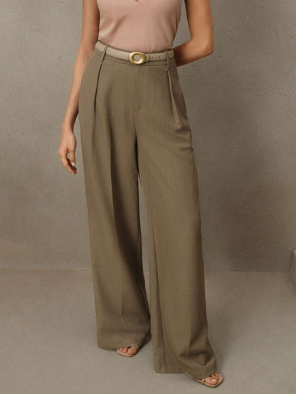 Pantalon droit à taille haute plissé - Floorah