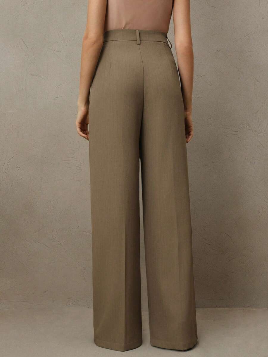 Pantalon droit à taille haute plissé - Floorah