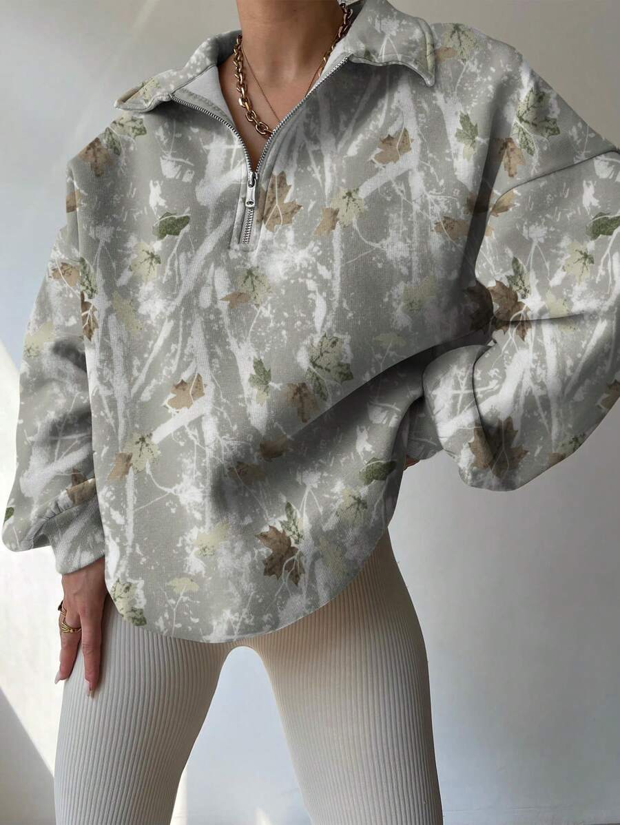 Sweat-shirt ample et décontracté à épaules tombantes - Floorah