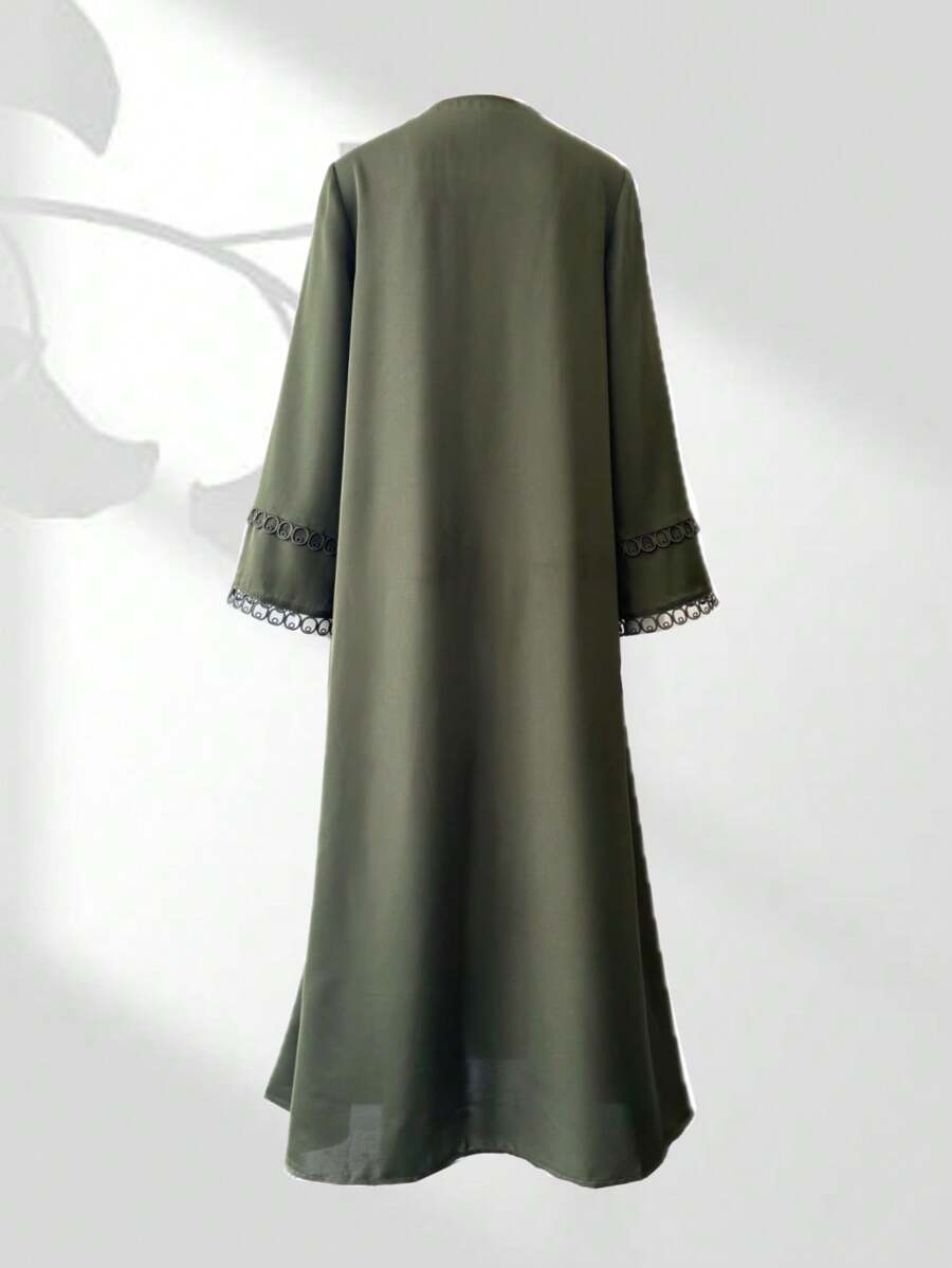 Ensemble abaya ouvert avec bordure en dentelle - Floorah