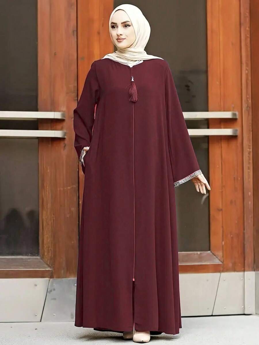 Abaya ample et longue de couleur unie - Floorah