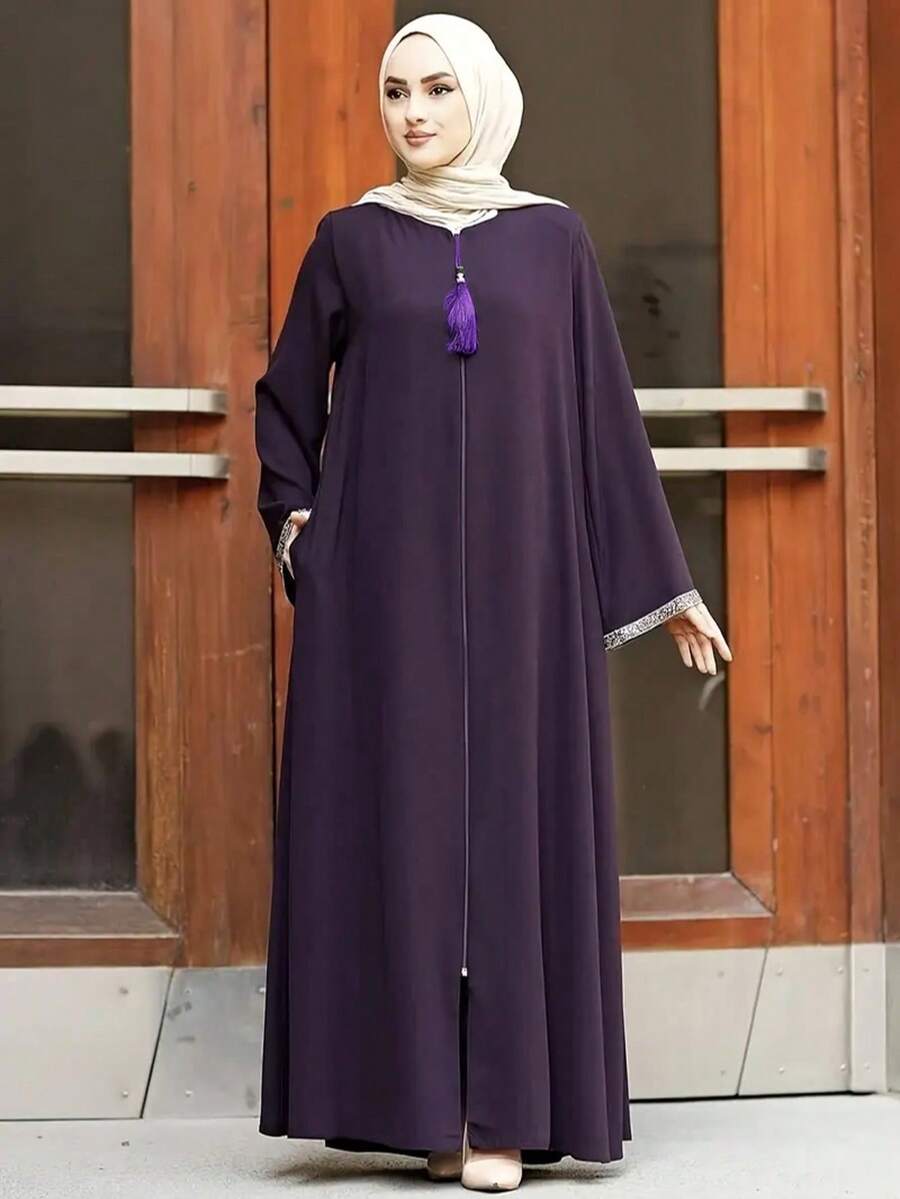 Abaya ample et longue de couleur unie - Floorah