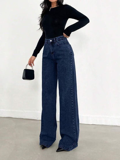 EURMUSE Jean taille haute jambes évasées - Floorah