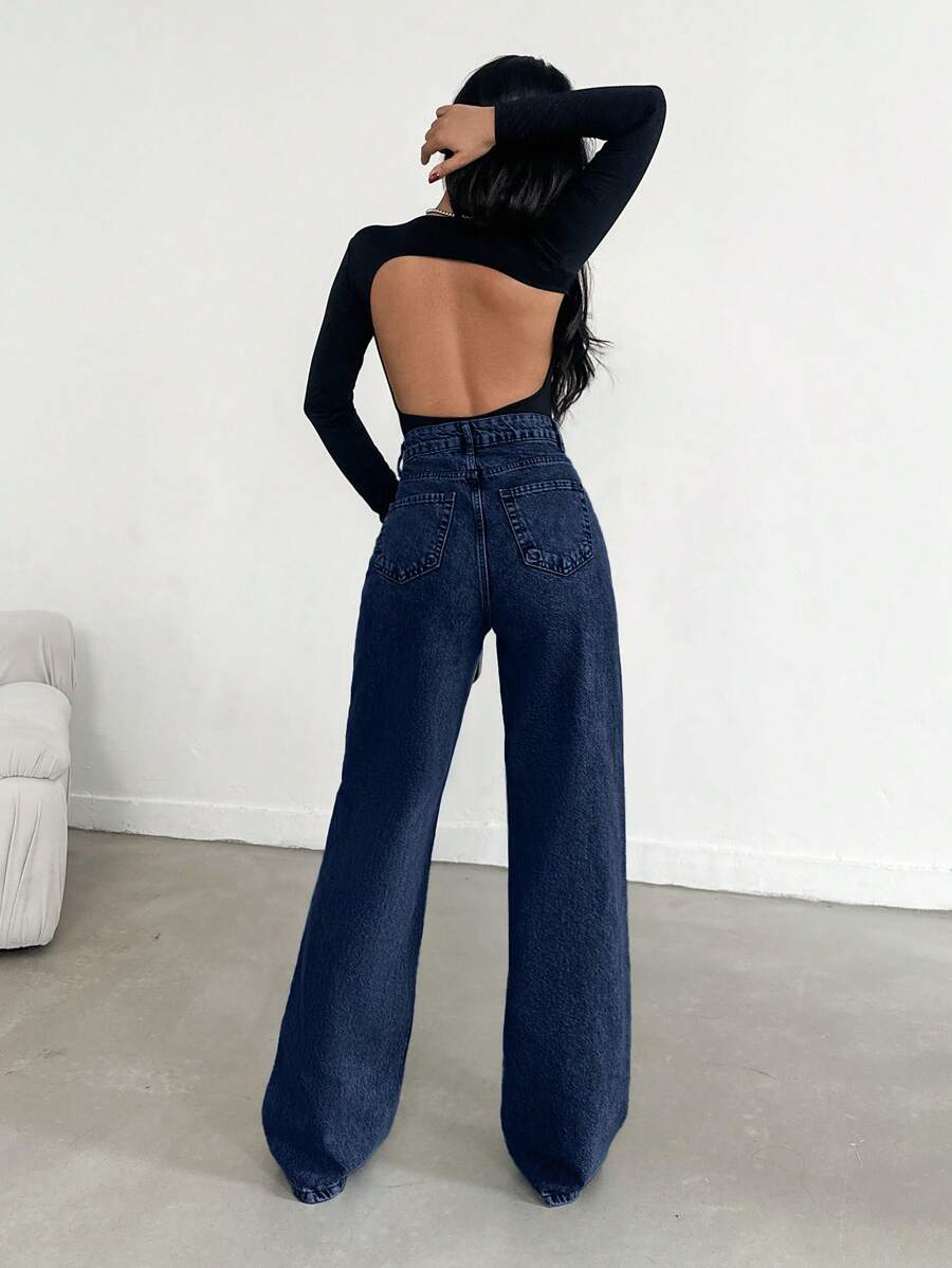 EURMUSE Jean taille haute jambes évasées - Floorah