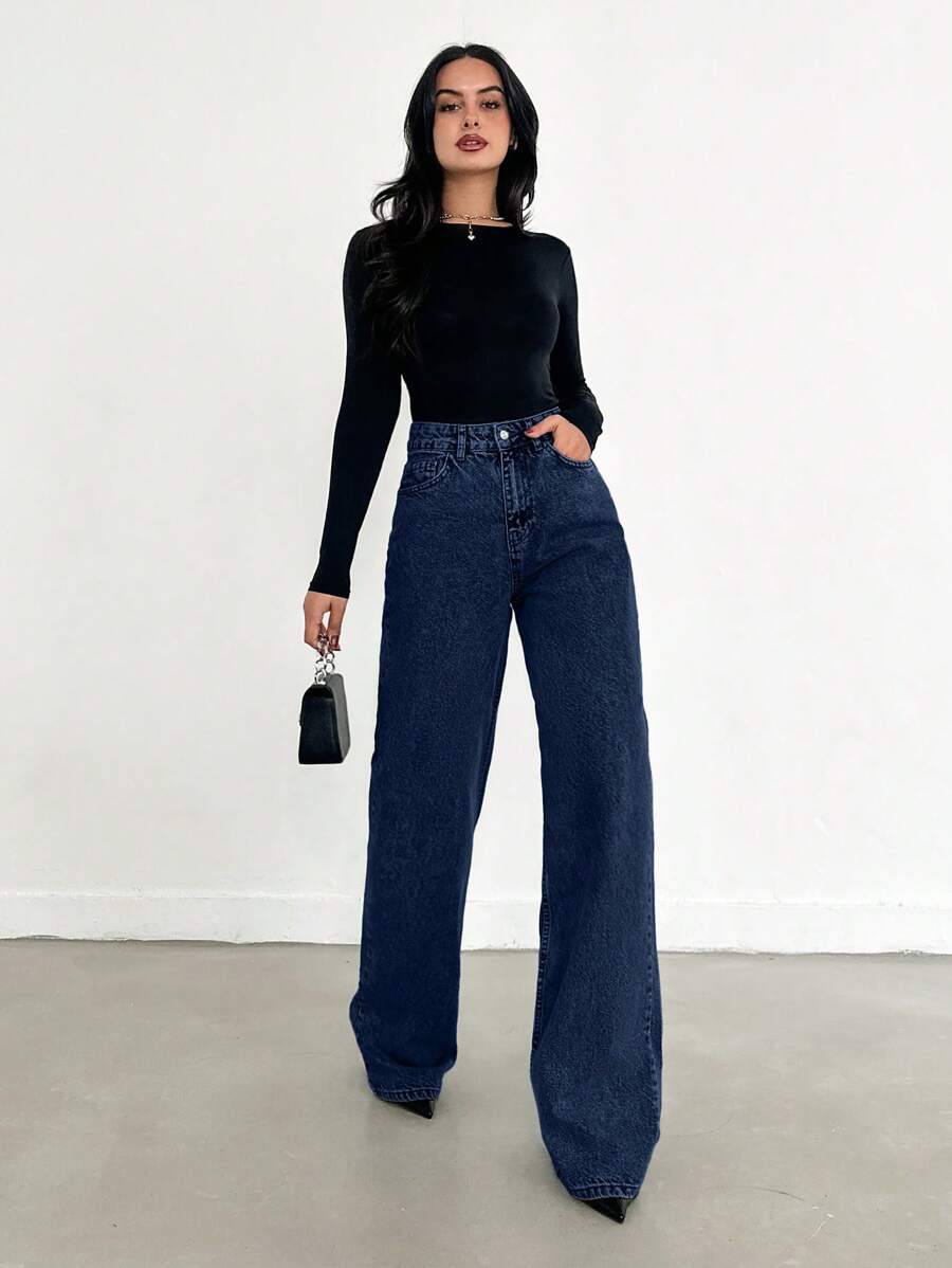 EURMUSE Jean taille haute jambes évasées - Floorah